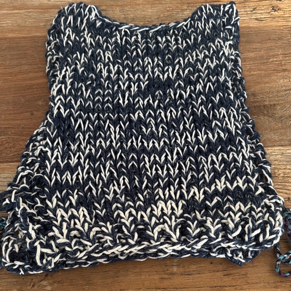 Chunky Knit Black and White Sweater Vest